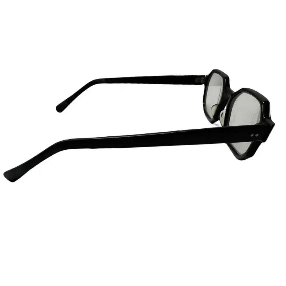 Vintage American Optical Clear Lenses Glasses Octagon Oval Black Acetate Rare